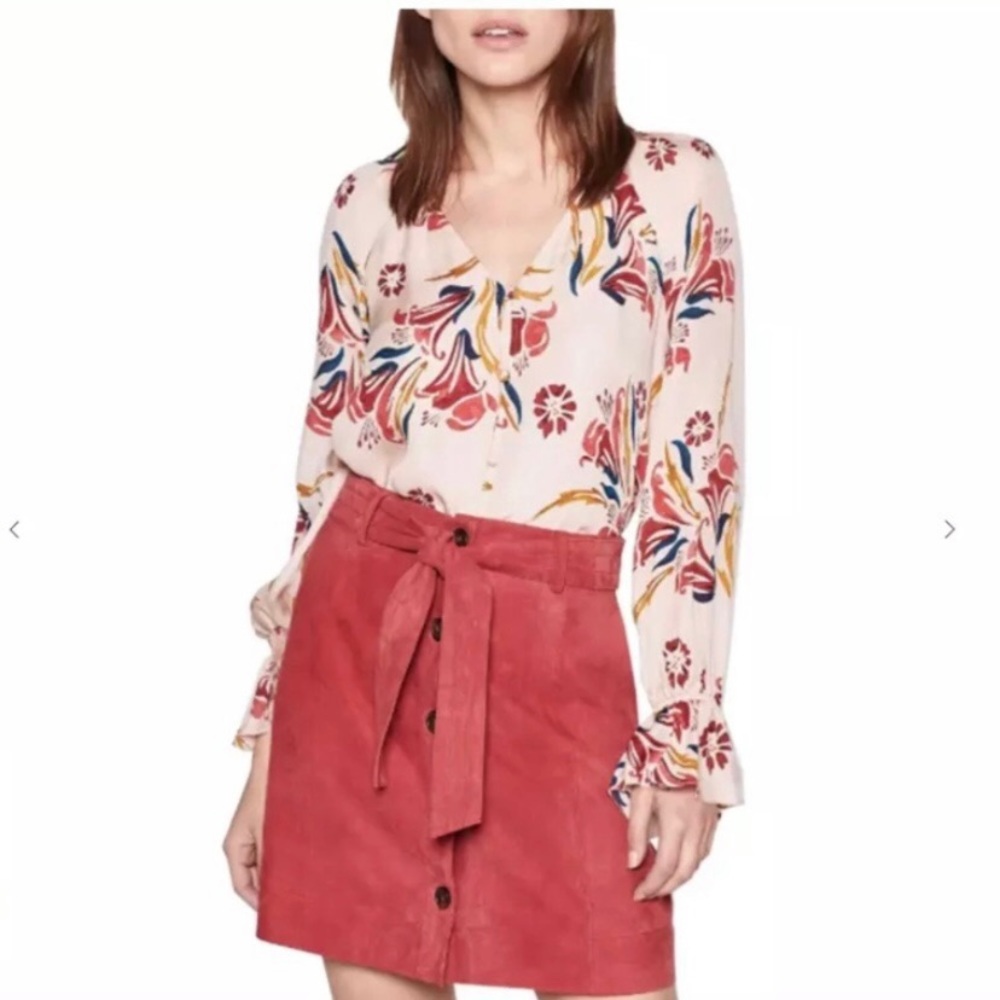 Joie Silk Floral Boyana Long Sleeve Blouse NWT $298 Size Medium